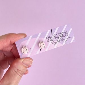 Textured Pink Pumpkin Handmade Polymer Clay Small Stud Earrings